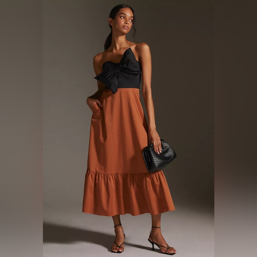 Hutch Bow-Tie Maxi Dress - Black and Brown - size 4